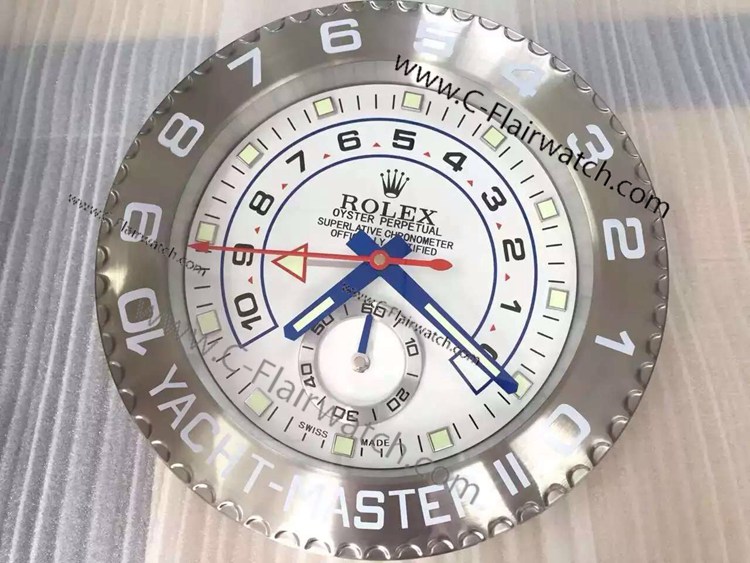 Rolex Yachtmaster II Replica Wall Clock Silver Bezel White Dial